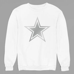 NEW Dallas Cowboys Silver Logo Fleece Crew Long Sleeve Sweatshirt WINter